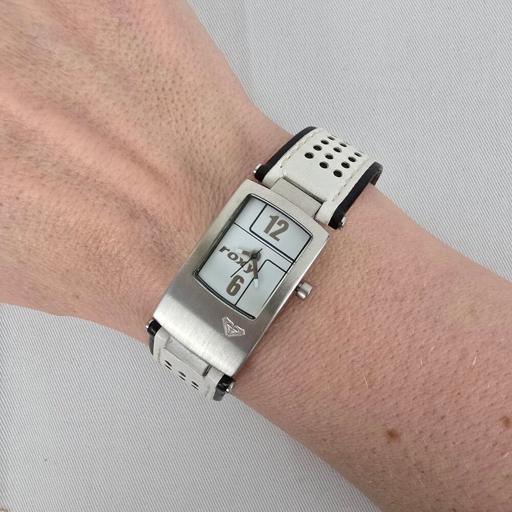 Roxy White Leather Silver Tone Watch
